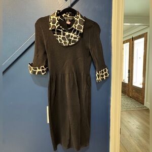 INC International Concepts Black Dress with Geometric White Pattern